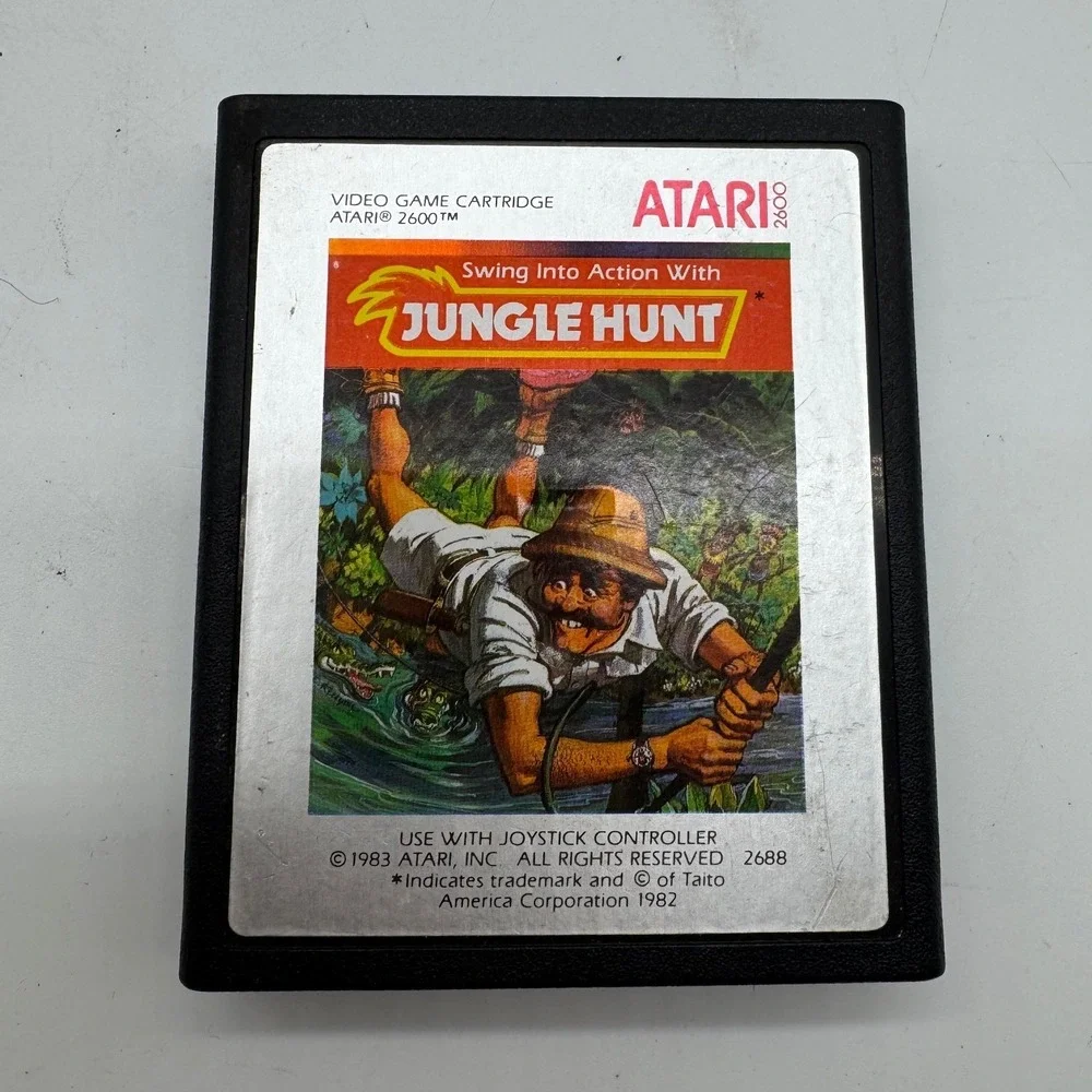 Atari 2600 Jungle Hunt Video Game Cartridge 1983 Silver Label CX2688 Retro